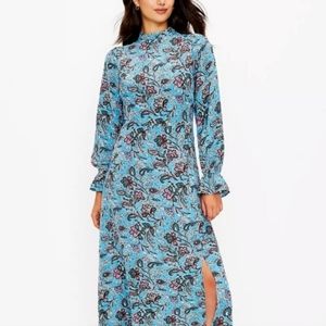LOFT Bouquet Mock Neck Midi Dress